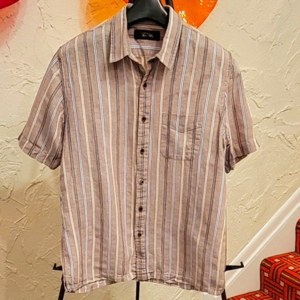 Tasso Elba Casual Tan Button Down Shirt